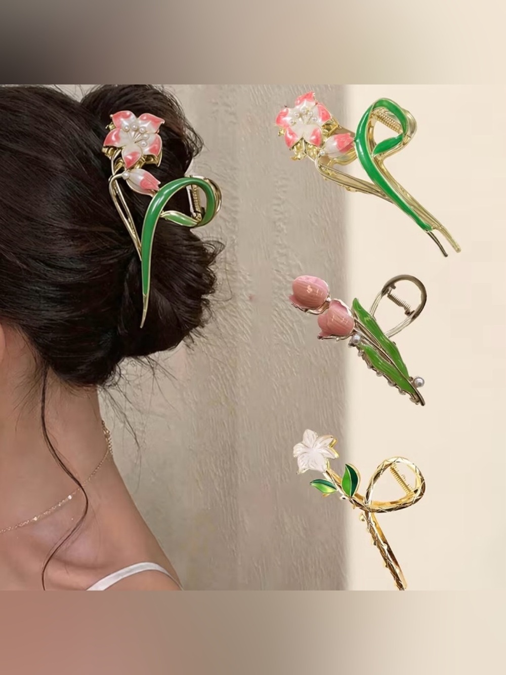 Gold Floral Claw Hair Clip - Pick 1